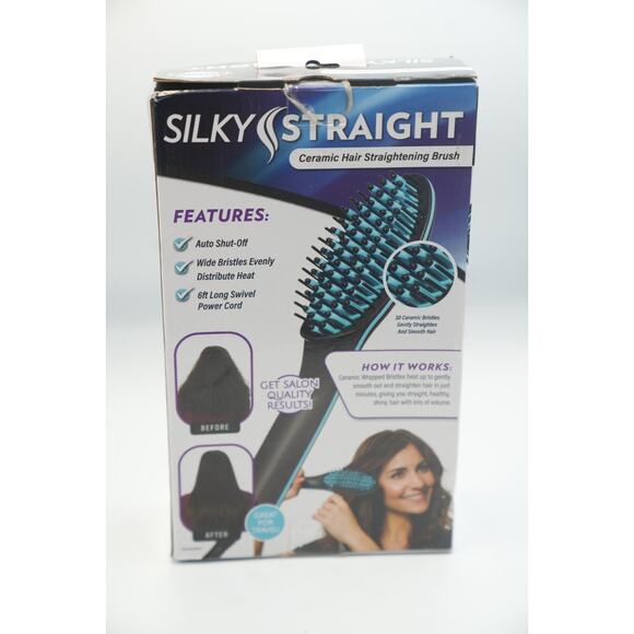 Silky Straight Ceramic Hair Straightening Brush - Picture 1 of 5
